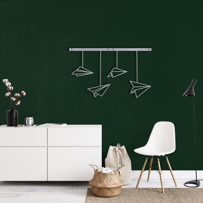 Paper Plane Hanging Metal Wall Art