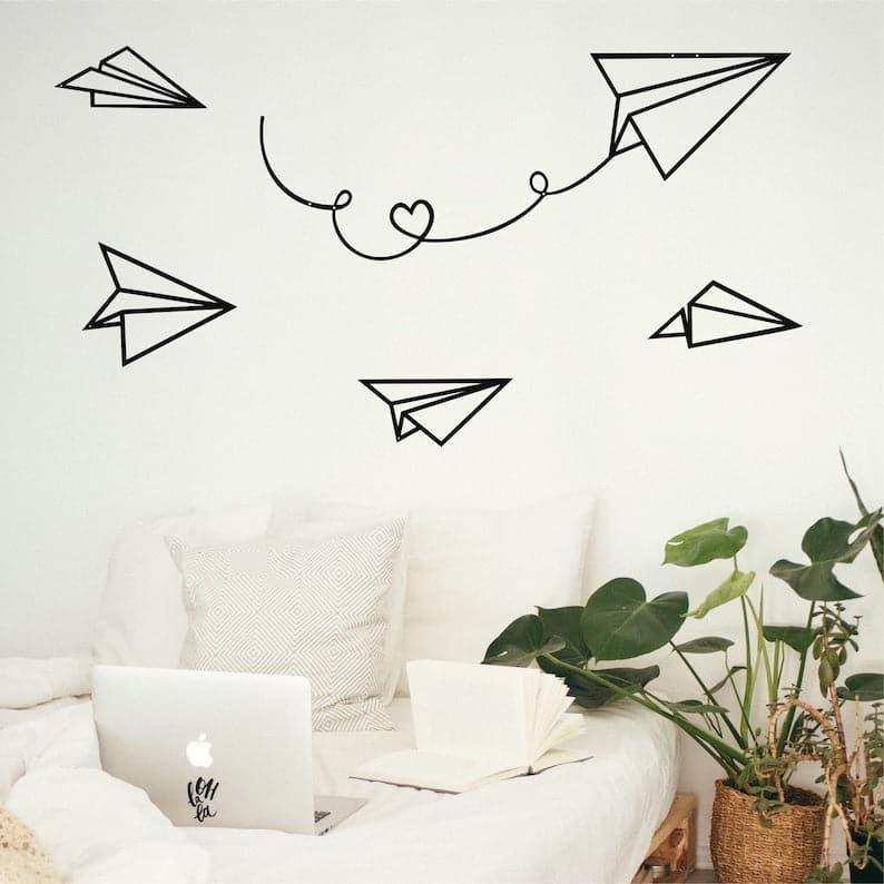 Paper Planes Metal Wall Decor Black