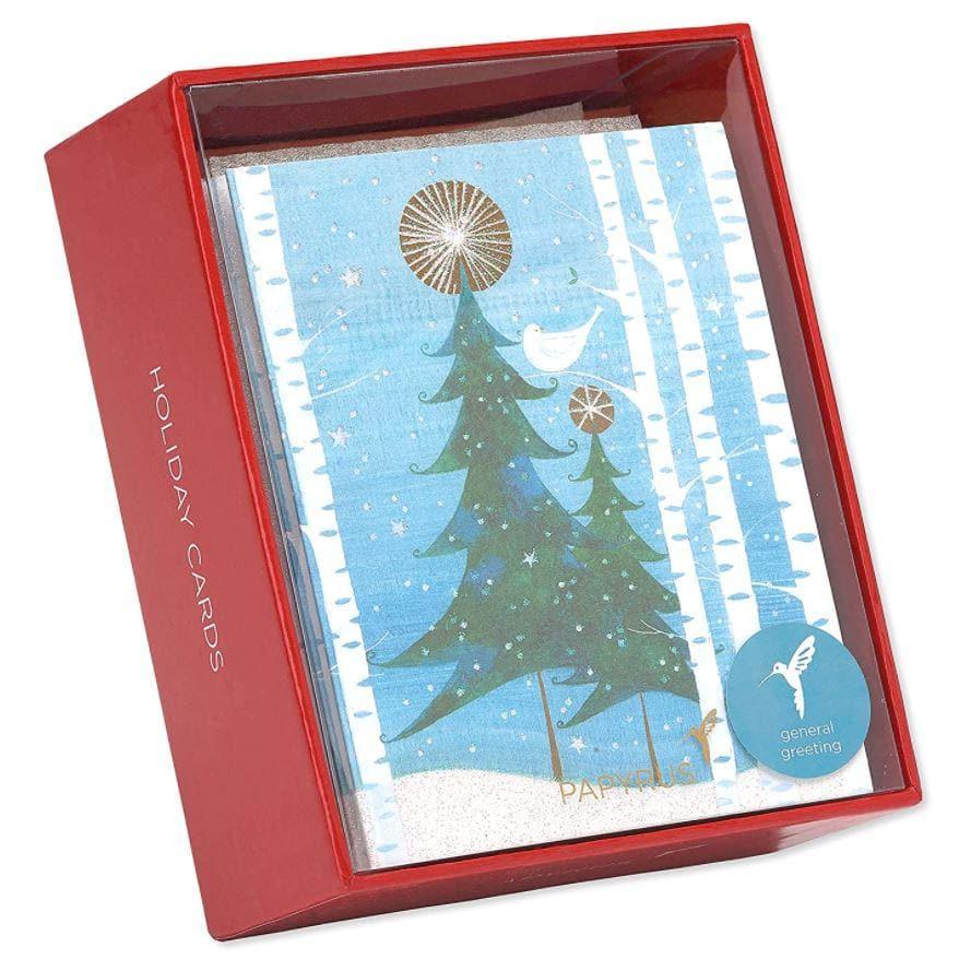 Papyrus Christmas Cards Boxed, Holiday Snowbird and Tree (20-Count)