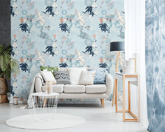 Paradise of Blue Chinoiserie Wallpaper - MAIA HOMES