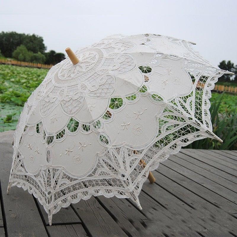Parasol Elegant Lace Embroidered Umbrella - MAIA HOMES