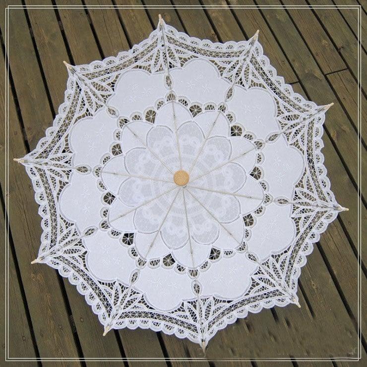 Embroidered Lace Parasol - Gray