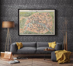 Paris City Map Wall Print| 1900 Paris City Plan Map