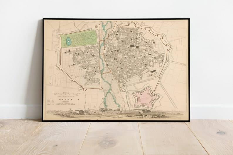 Parma City Map Wall Print| 1836 Parma Map - MAIA HOMES