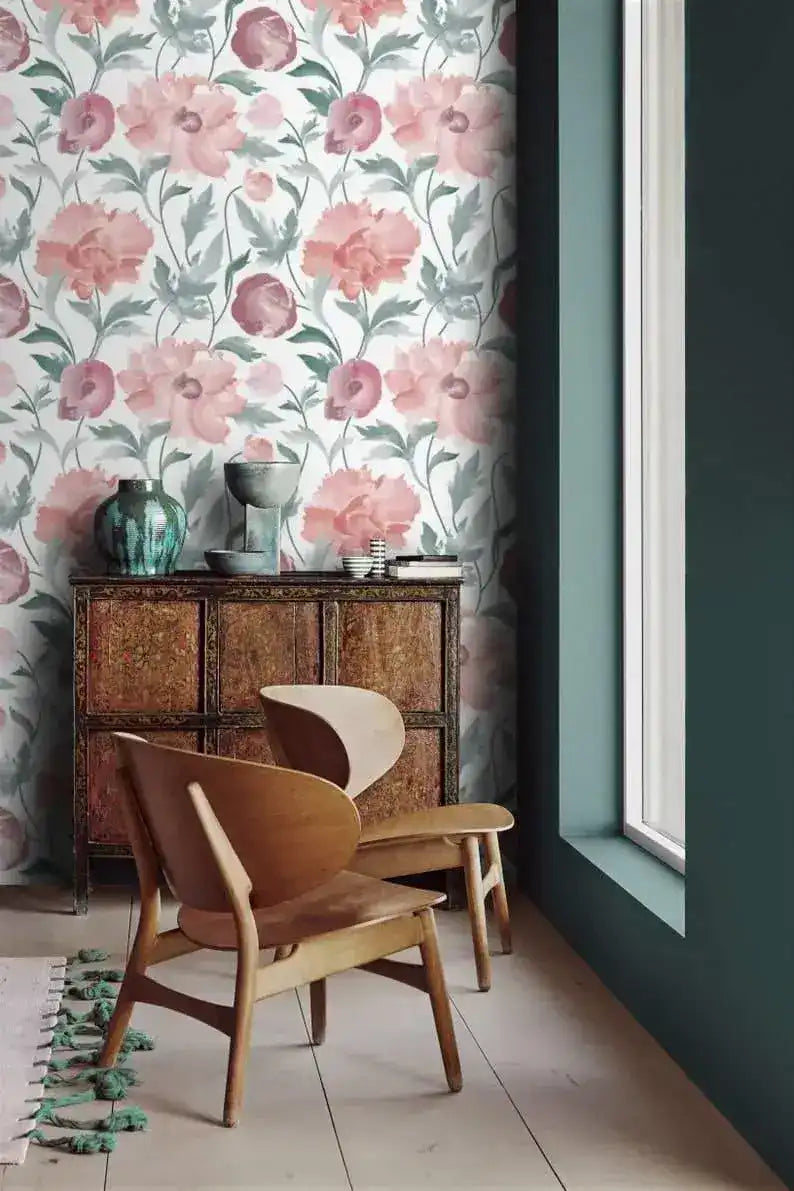 Pastel Pink Floral Watercolor Wallpaper