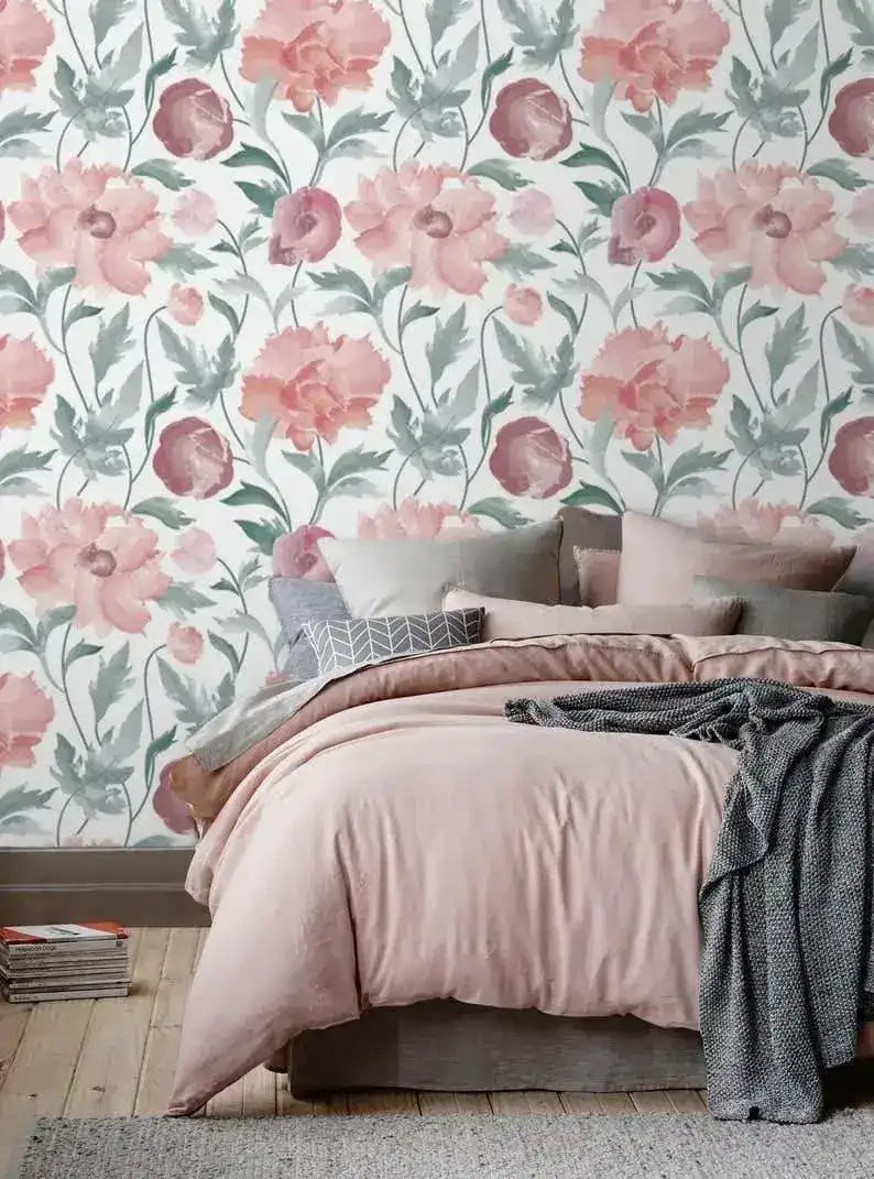 Pastel Pink Floral Watercolor Wallpaper
