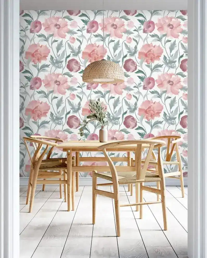 Pastel Pink Floral Watercolor Wallpaper