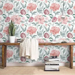Pastel Pink Floral Watercolor Wallpaper
