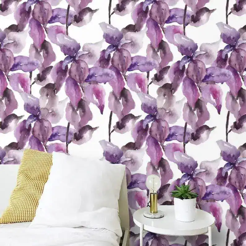 Pastel Purple Floral Watercolor Wallpaper