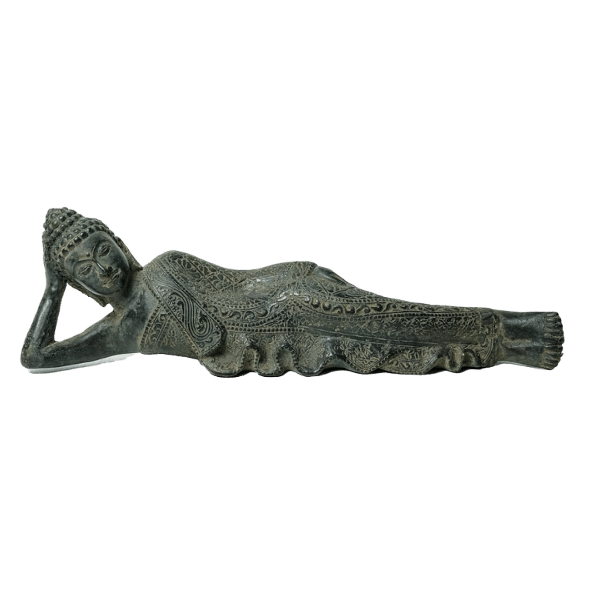 Patina Bronze Reclining Buddha Statue