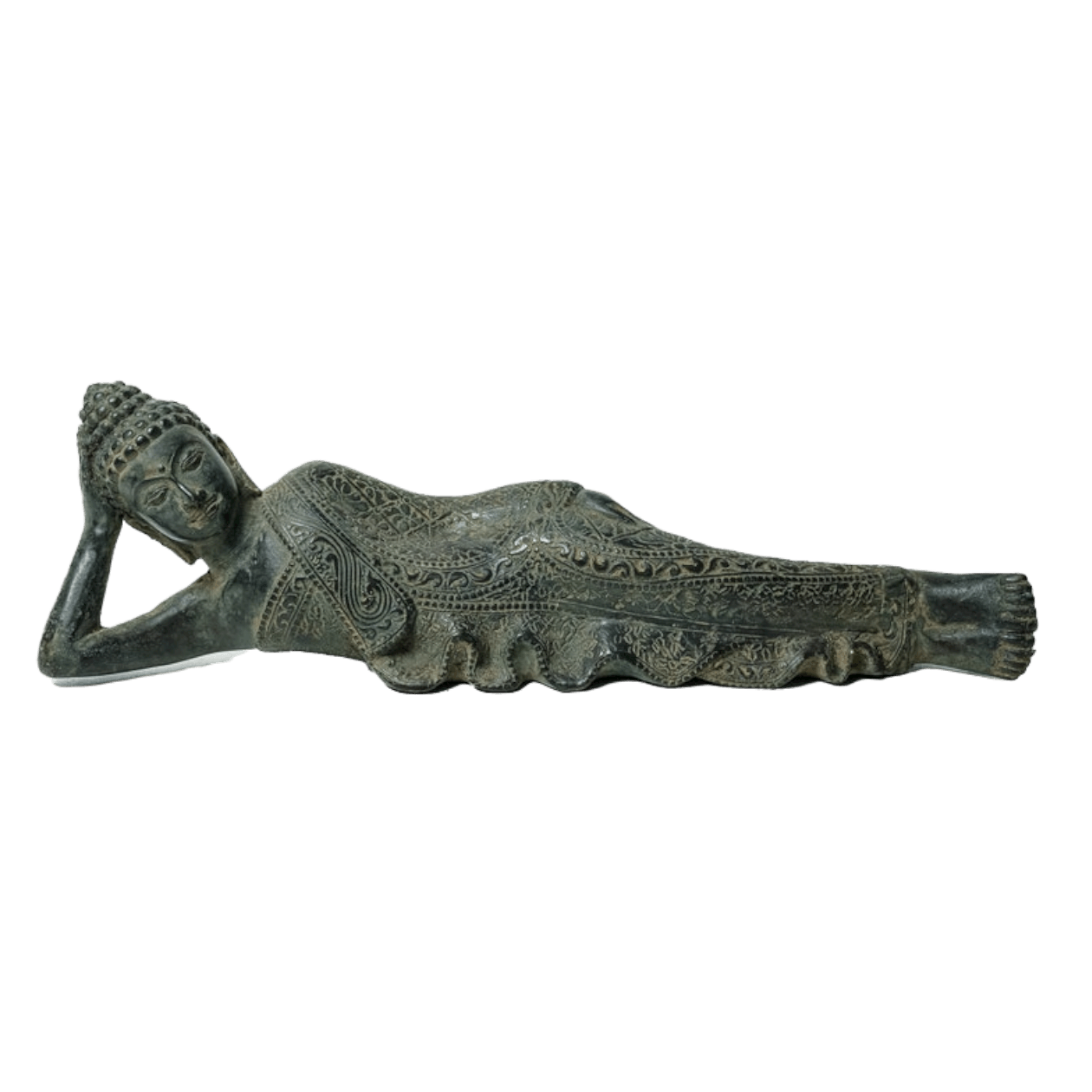 Patina Bronze Reclining Buddha Statue