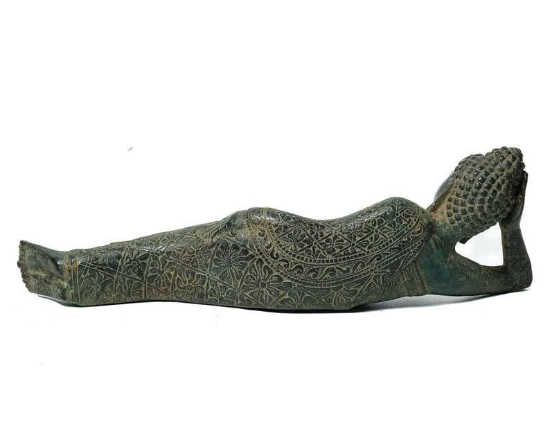 Patina Bronze Reclining Buddha Statue