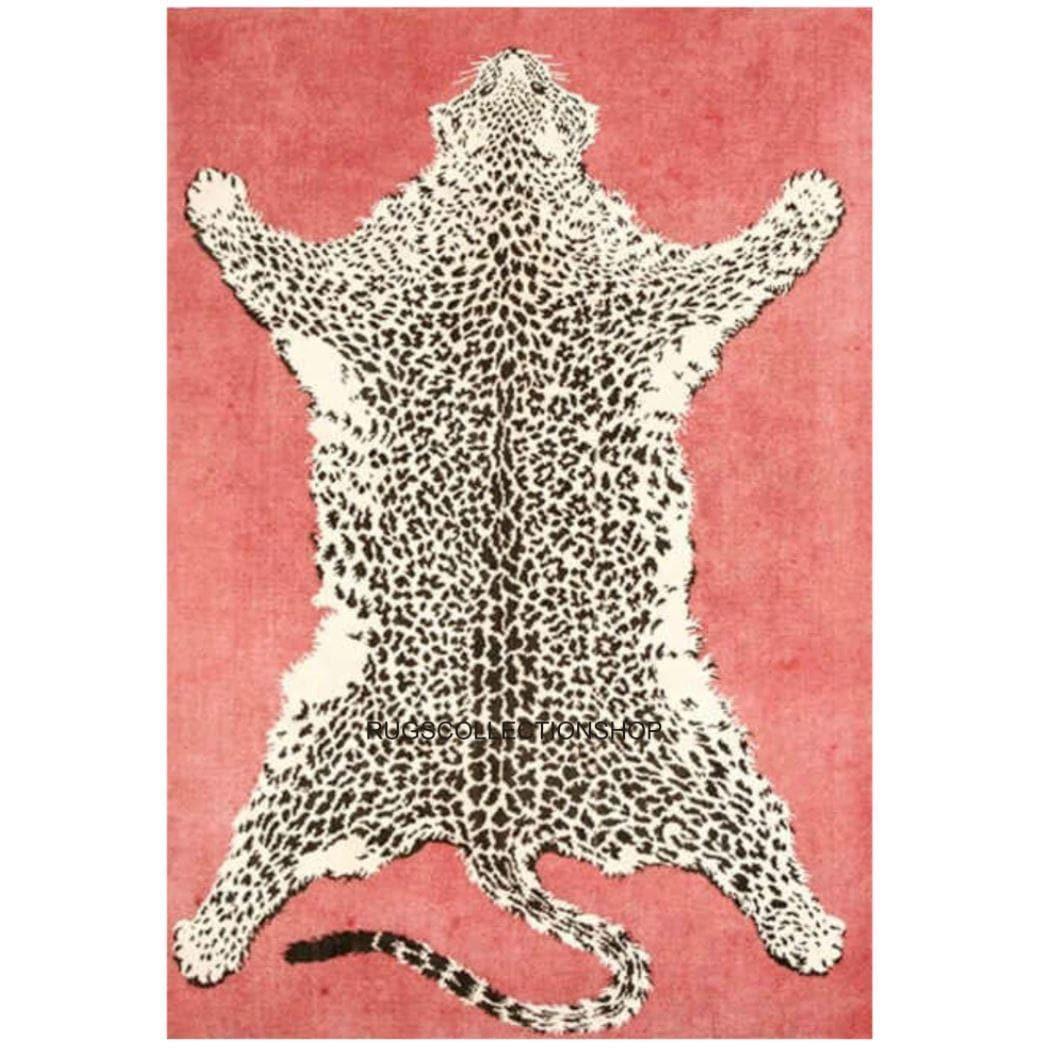 Peachy Leopard Hand Tufted Wool Rug