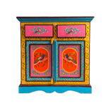 Peacock Floral Hand Painted Wooden Cabinet