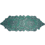 Peacock Wing Beaded Table Runner - Green and Blue