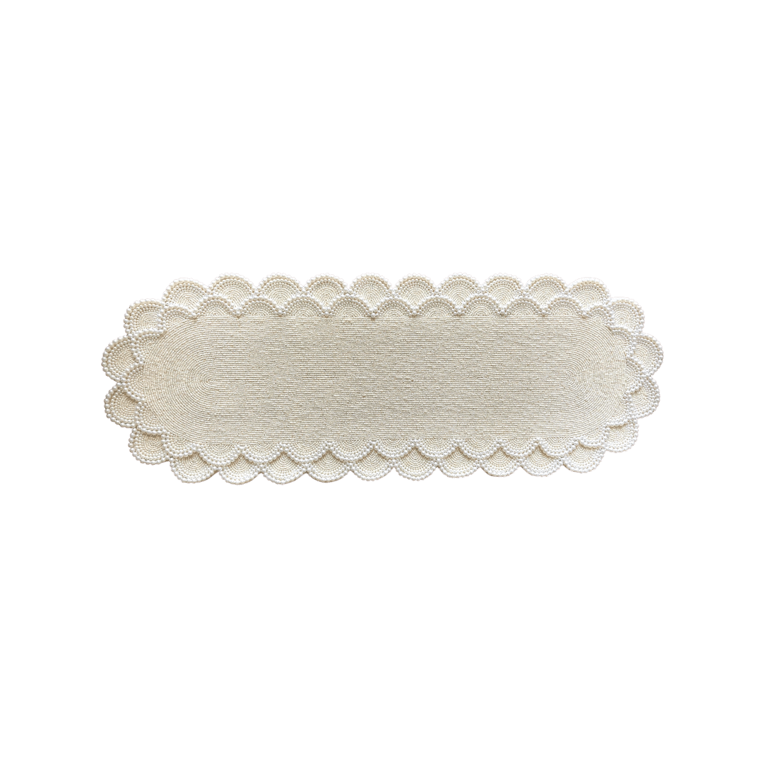 Pearl and Bead Scallop Table Runner