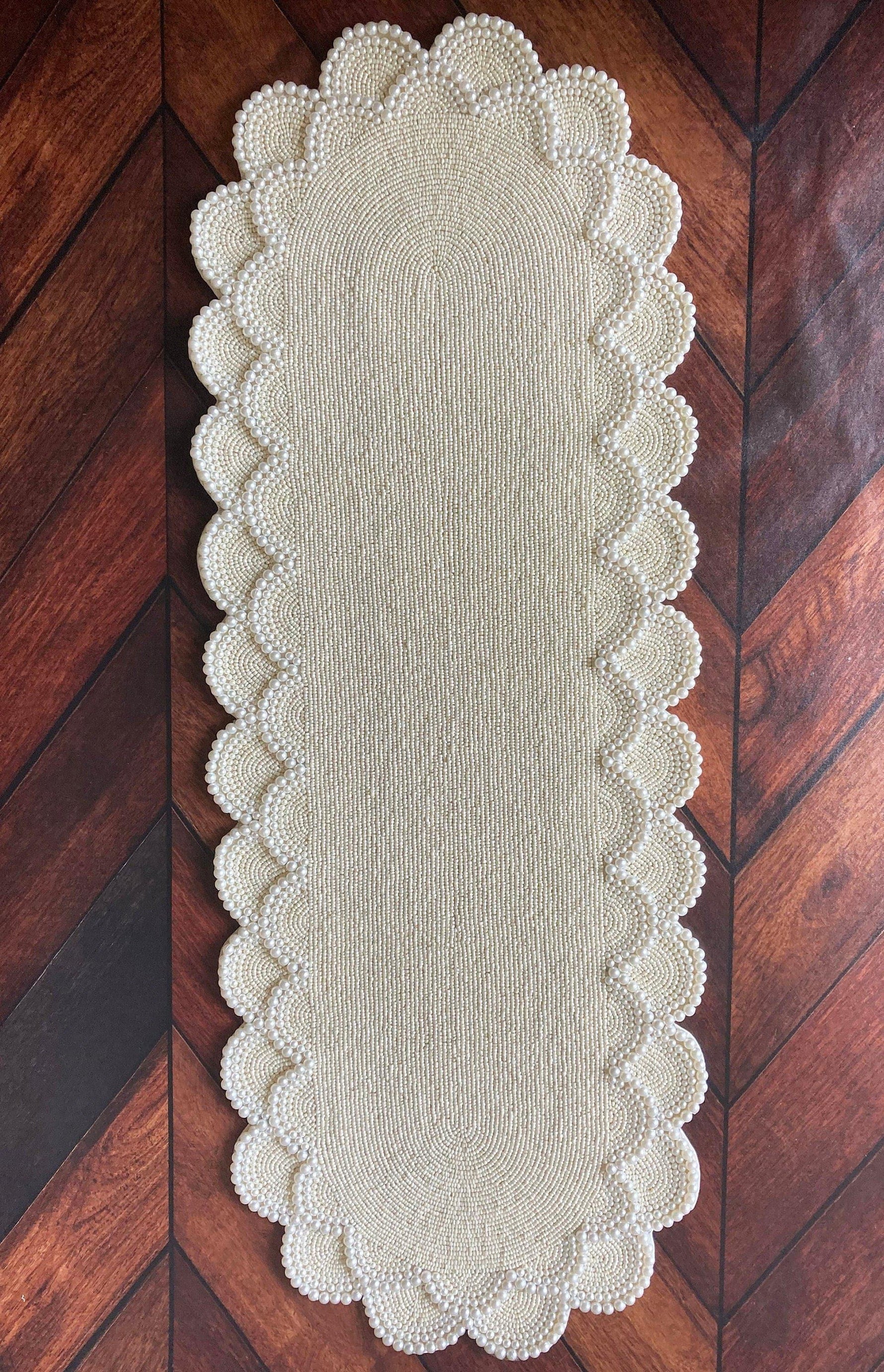 Pearl and Bead Scallop Table Runner