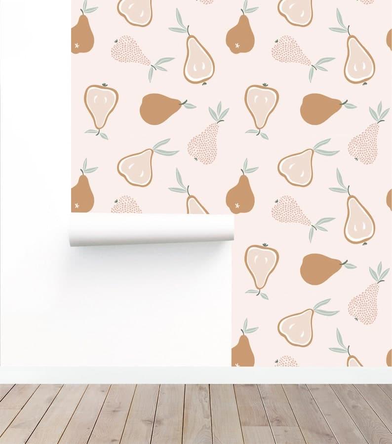 Pears Fruit Pastel Minimalist Wallpaper - MAIA HOMES