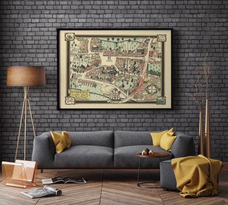 Petersfield Map Print| Canvas Print Wall Art