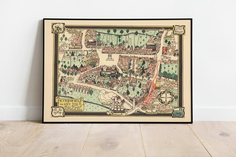 Petersfield Map Print| Canvas Print Wall Art