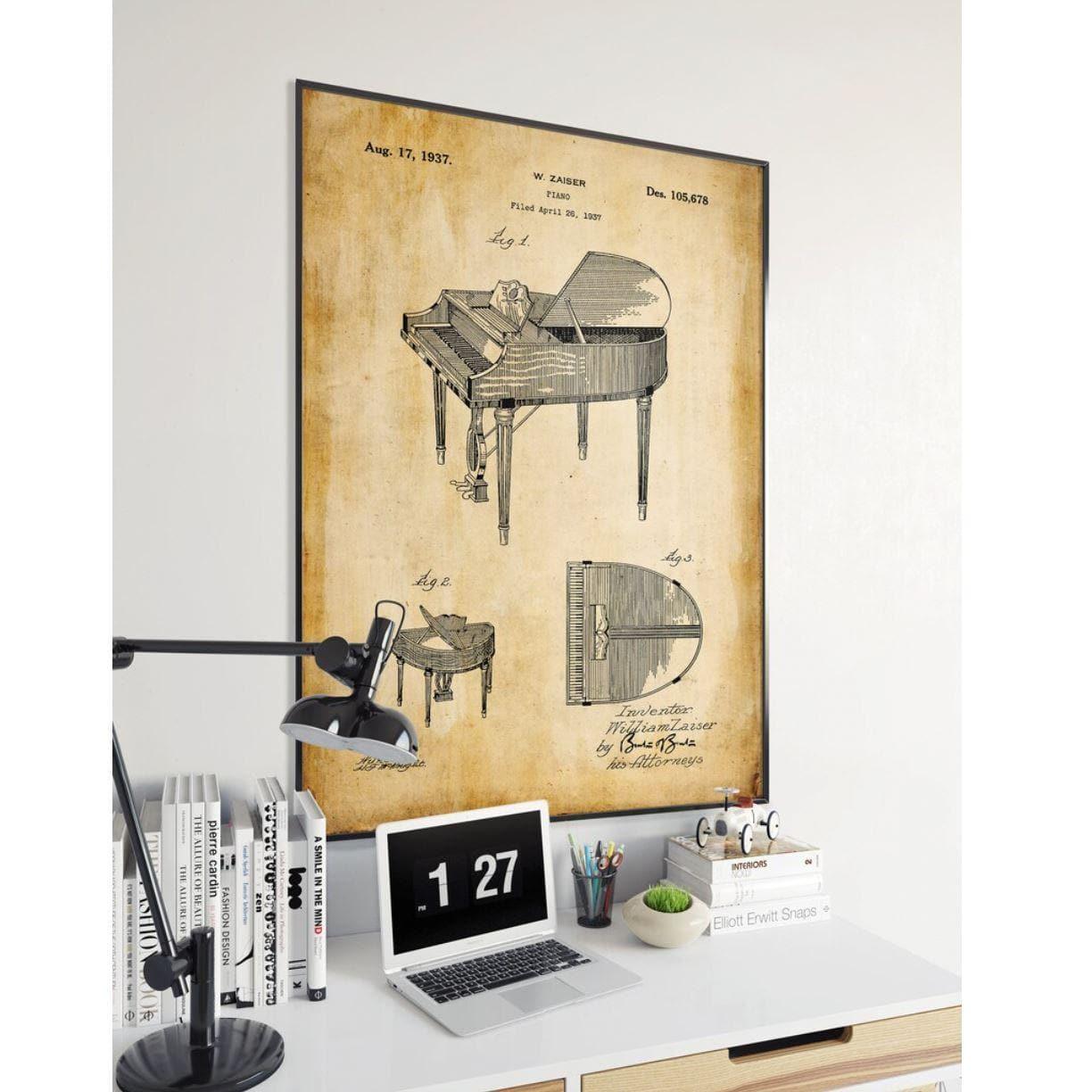 Piano Vintage Patent Poster Print - MAIA HOMES