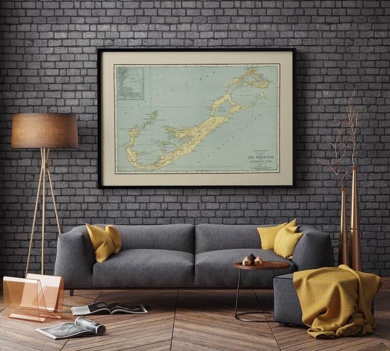 Pictorial Map of Bermuda| Bermuda Map Wall Art