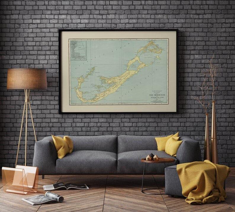 Pictorial Map of Bermuda| Bermuda Map Wall Art - MAIA HOMES
