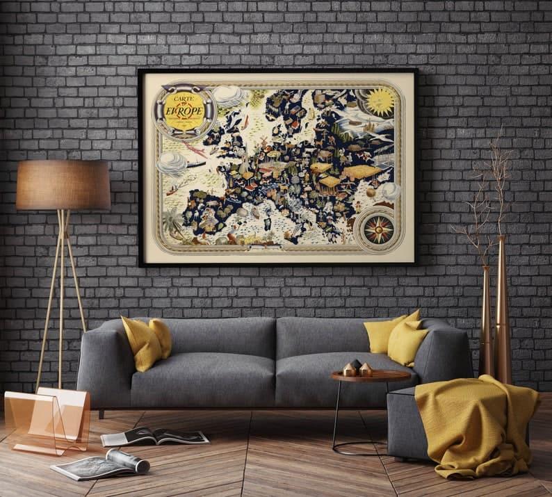 Pictorial Map of Europe| Wall Art Print