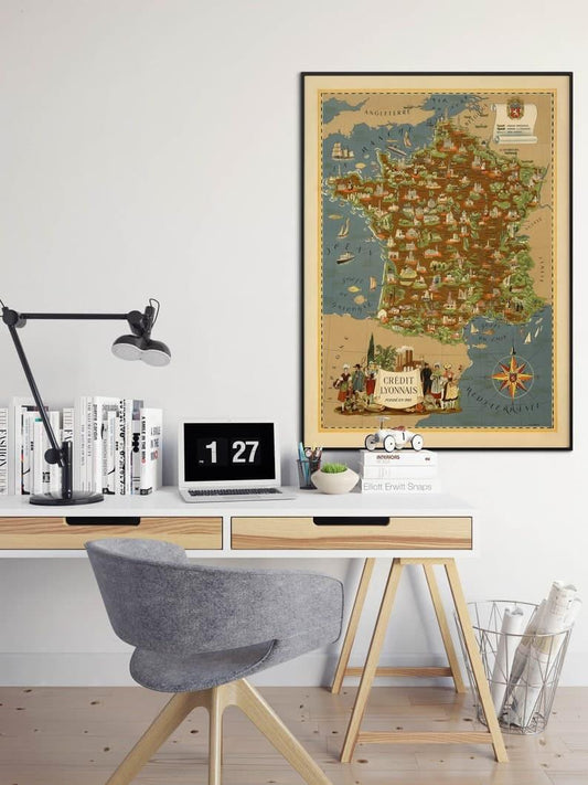 Pictorial Map of France| Wall Art Print - MAIA HOMES