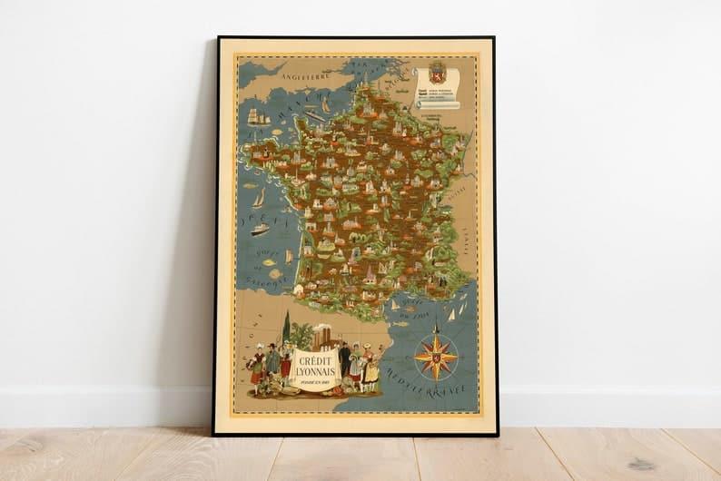 Pictorial Map of France| Wall Art Print - MAIA HOMES
