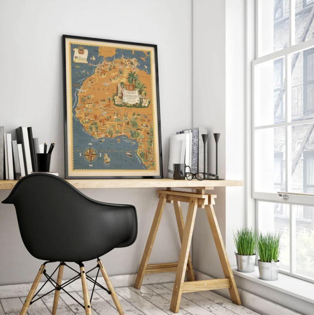 Pictorial Map of North and West Africa Poster Print Wall Art