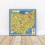 Pictorial Map of State of Ohio Wall Poster Print