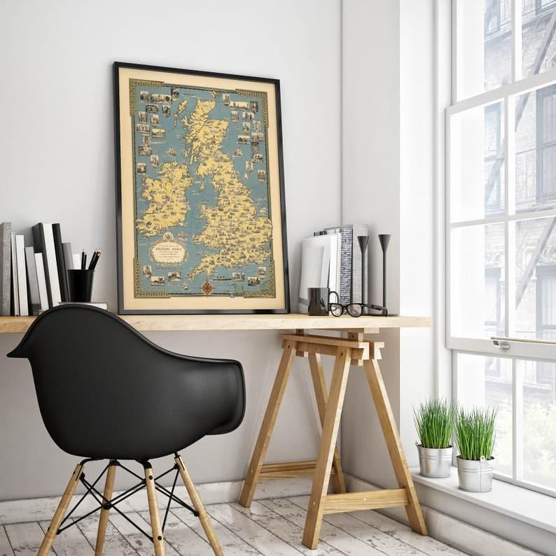 Pictorial Map of the British Isles| Britain Wall Art