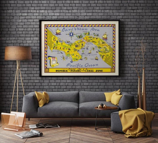 Pictorial Map of the Republic of Panama and Canal Zone| Old Map Wall Art Print - MAIA HOMES