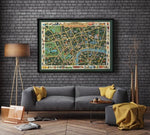 Picture Map of London with Street Plan of Central London| London Map Wall Art