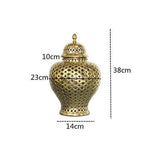 Pierced Ceramic Ginger Jar gold Medium