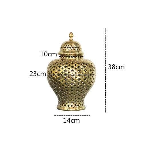 Pierced Ceramic Ginger Jar gold Medium