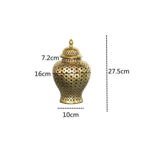 Pierced Ceramic Ginger Jar gold small