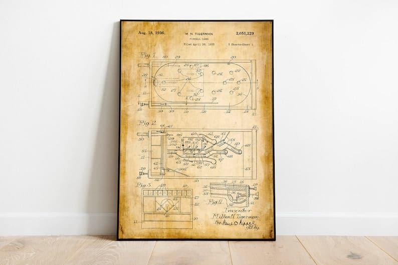 Pinball Patent Print| Framed Art Print