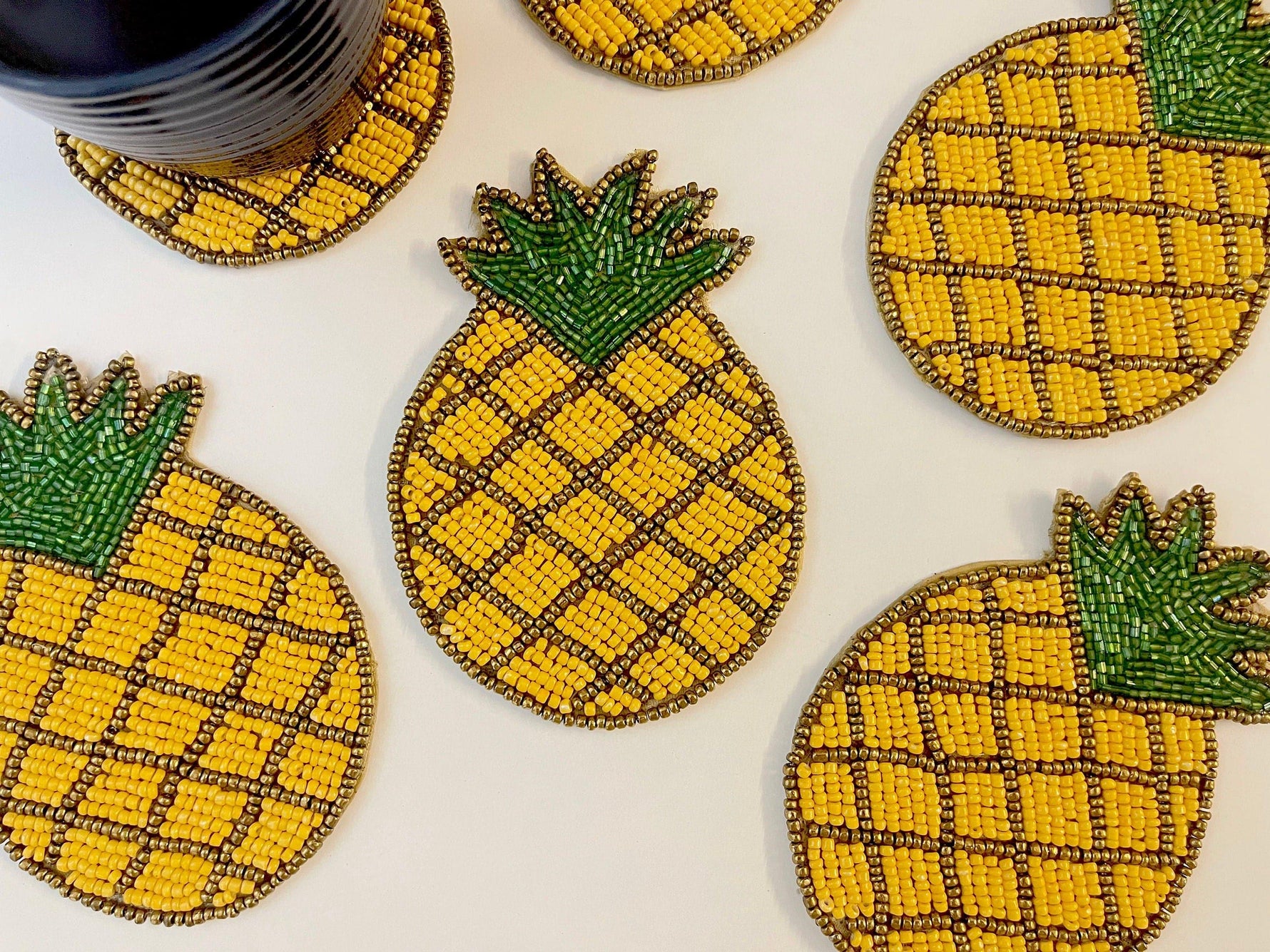 Pineapple Beaded Coasters - Set of 6