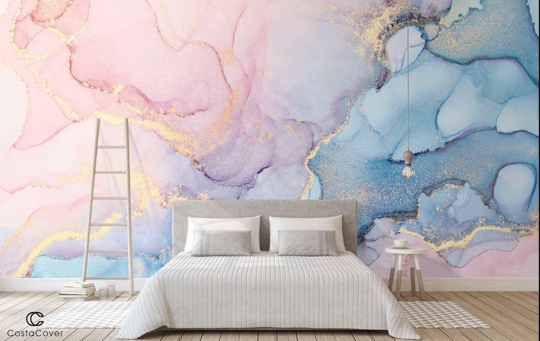 Pink Abstract Marble Alcohol Ink Wall Mural - MAIA HOMES