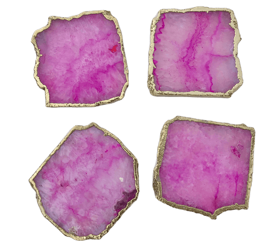 Pink Agate Coasters - Set of 4 - MAIA HOMES