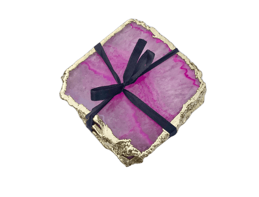 Pink Agate Coasters - Set of 4 - MAIA HOMES