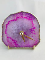 Pink Agate Desk Wall Clock Rose Gold