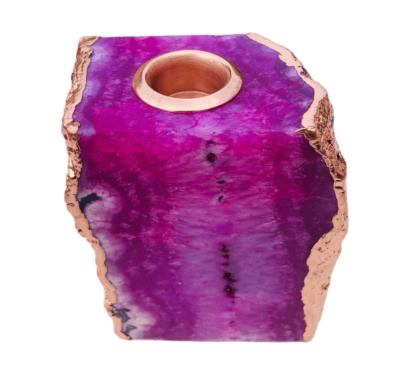 Pink Agate Gemstone Taper Candle Holder - MAIA HOMES