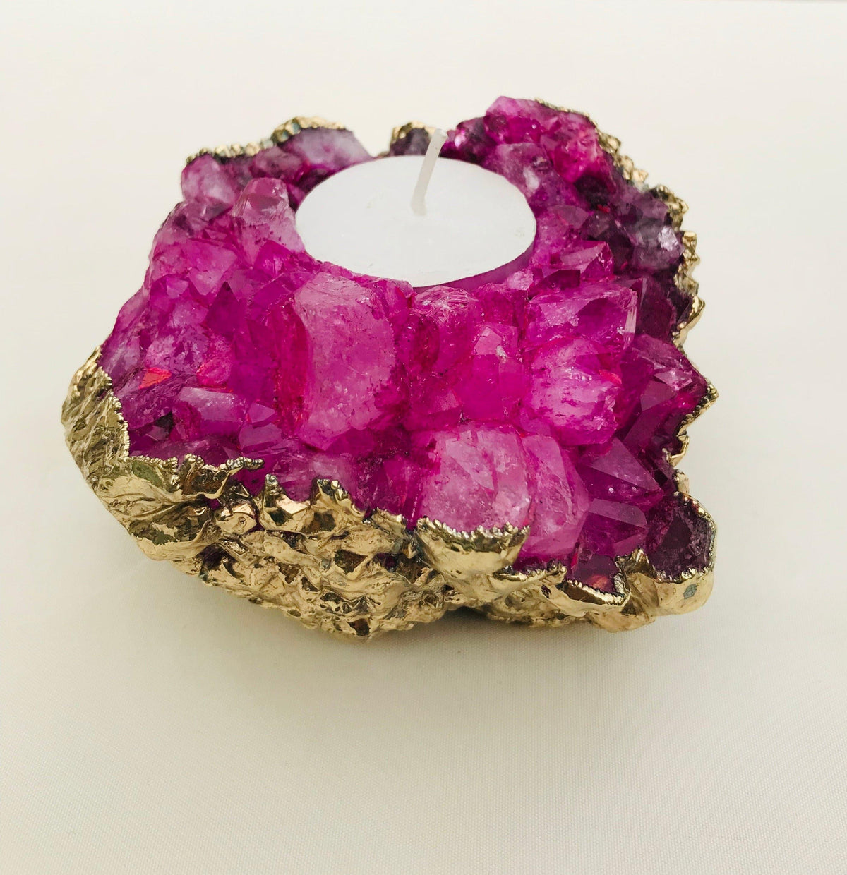 Pink Agate Gemstone Taper Candle Holder