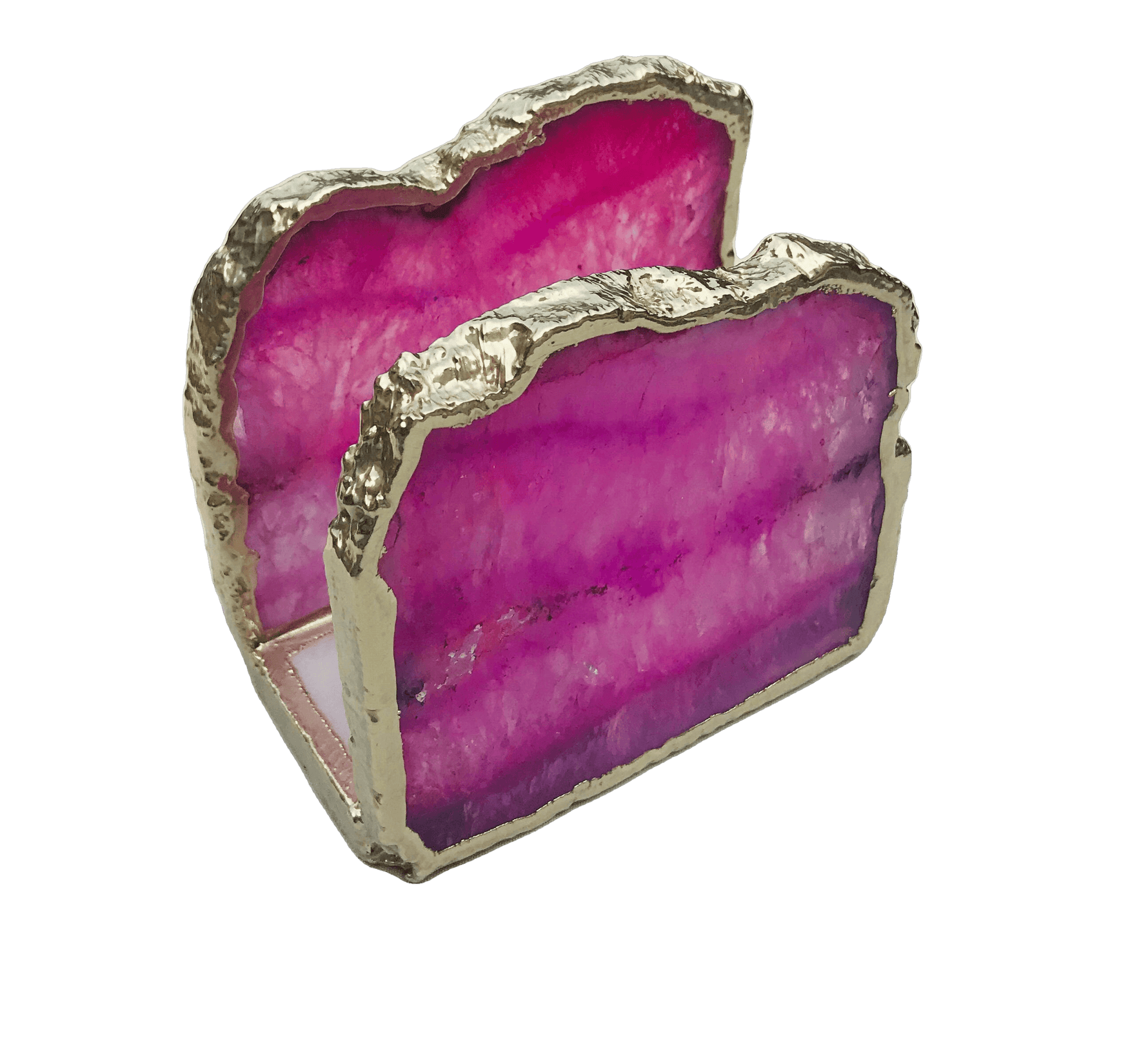 Pink Agate Stone Napkin Holder Rose Gold