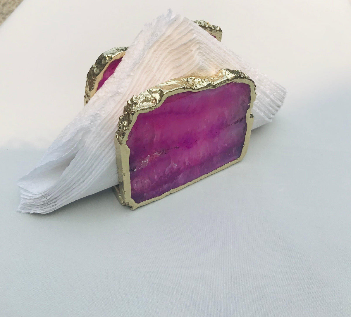 Pink Agate Stone Napkin Holder