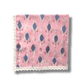 Pink and Blue Block Print Cotton Napkins with White Border Lace