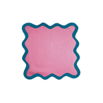 Pink and Blue Scallop 100% Linen Square Placemat